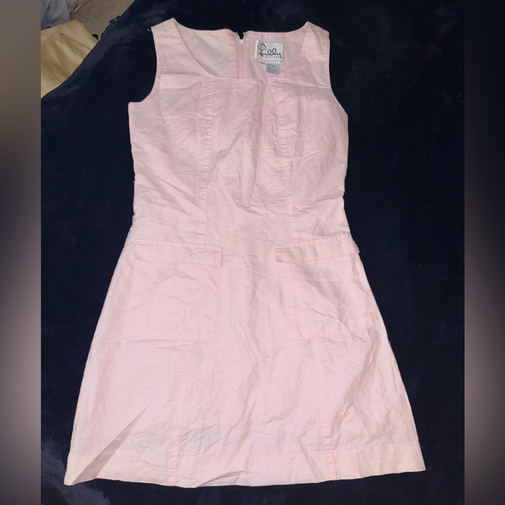 Lilly Pulitzer linen vintage pink dress with pockets